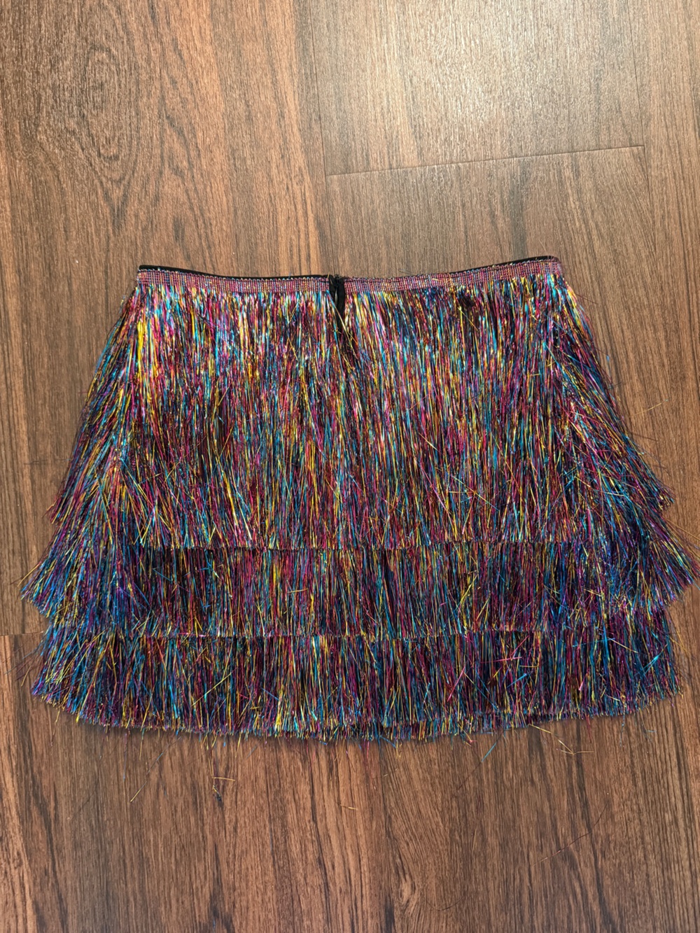 NTW Multicolor Metallic Fringe Tiered Mini Skirt - Picture 3 of 6